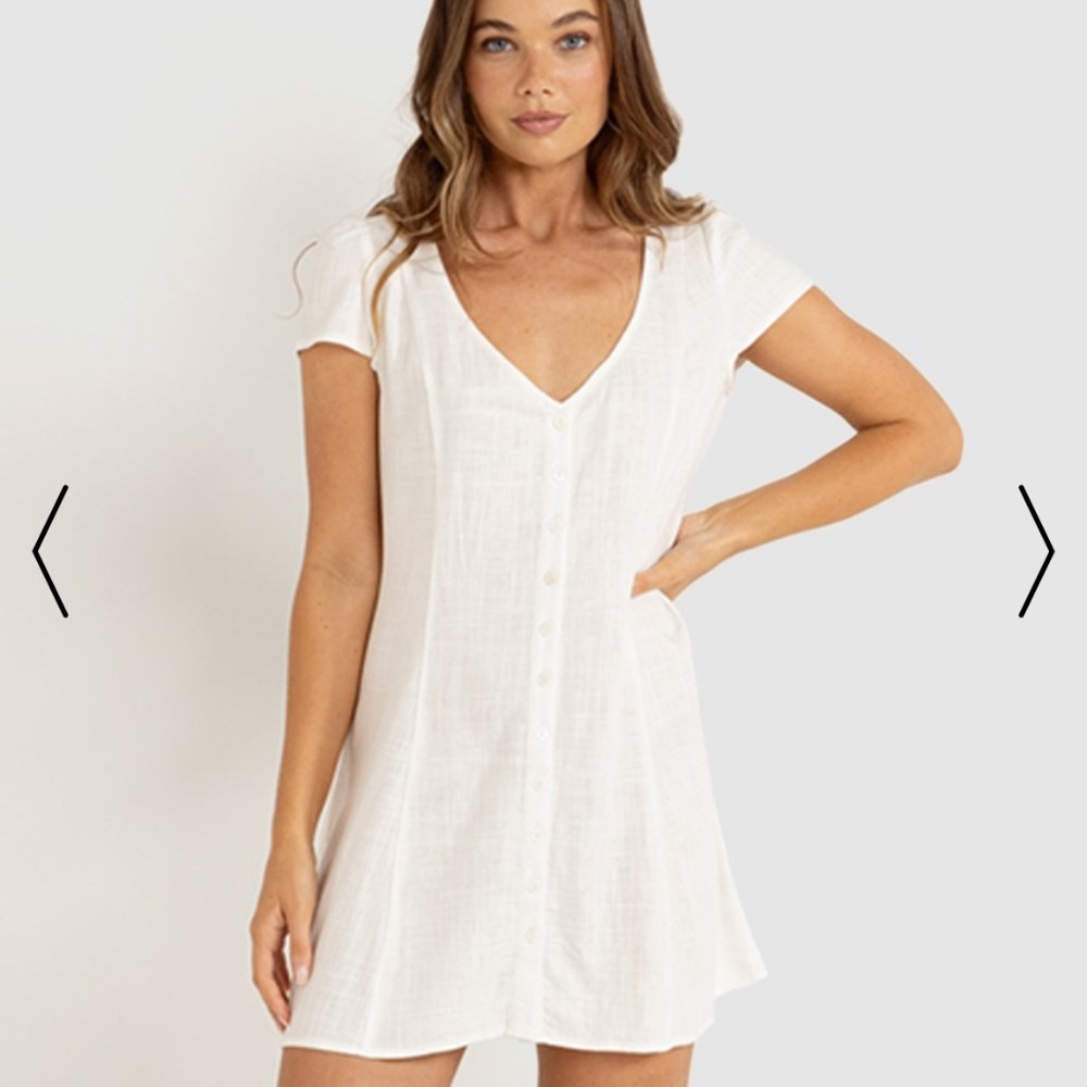 Rhythm Cap Sleeve Cream Dress